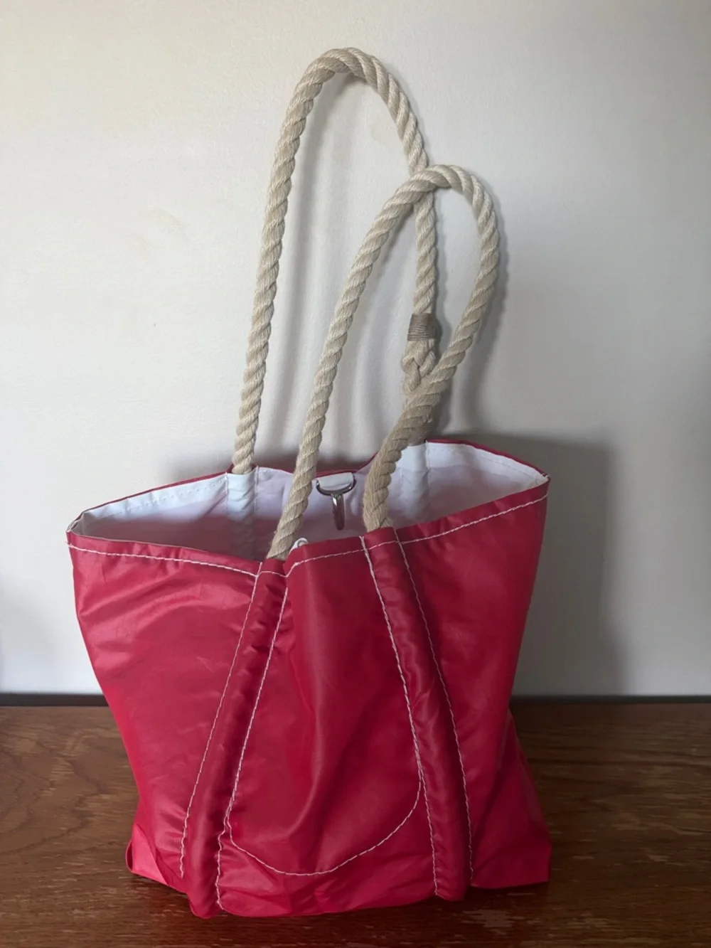 Sea Bags Red Tote Sail Bag Rope Handles EUC